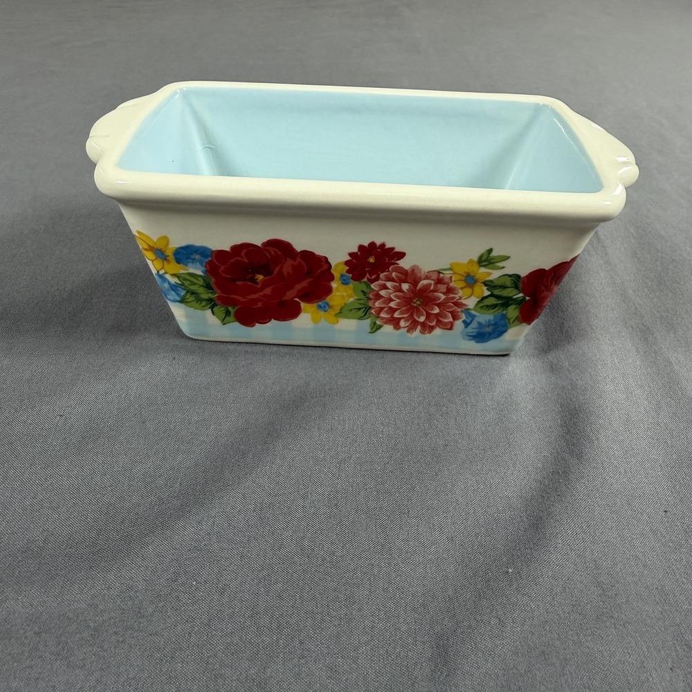 The Pioneer Woman Sweet Rose Mini Loaf Pan Blue Floral - Picture 1 of 5